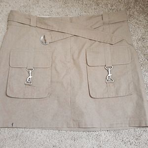 BCBG Khaki Belt Buckle Pencil Skirt
